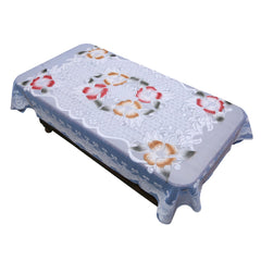 Kuber Industries Floral Cotton 4 Seater Centre Table Cover - Sky Blue (KULS0297)