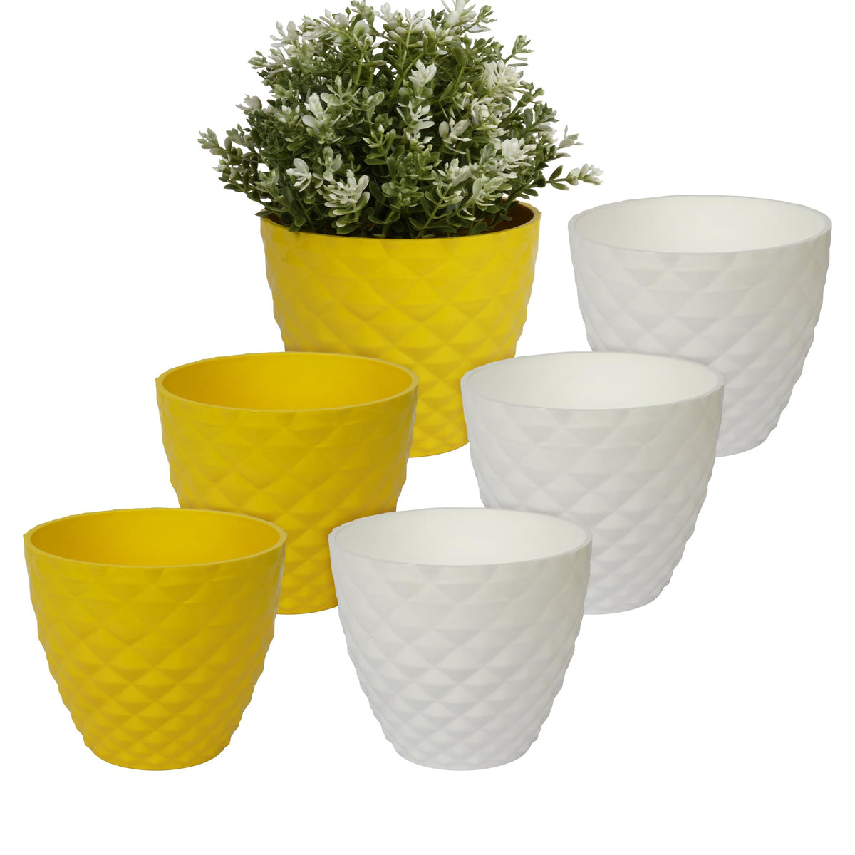 Heart Home Flower Pot | Flower Planter Pots for Indoor | Flower Pots for Outdoor | Pot for Garden & Balcony Flowering | Flower Plants Pot | Diamond Flower Pot | 6 Inch | Pack of 6 | Multi