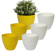 Heart Home Flower Pot | Flower Planter Pots for Indoor | Flower Pots for Outdoor | Pot for Garden & Balcony Flowering | Flower Plants Pot | Diamond Flower Pot | 6 Inch | Pack of 6 | Multi