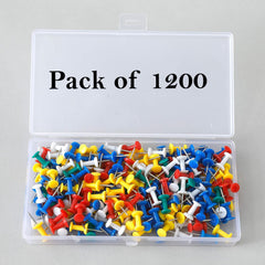 Kuber Industries Solid color Push Pins Tacks|Heavy-Duty Notice Board Pins 200" (Multi) (Pack of 6)