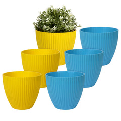 Heart Home Flower Pot | Flower Planter Pots for Indoor | Flower Pots for Outdoor | Pot for Garden & Balcony Flowering | Flower Plants Pot | Mega Flower Pot | 6 Inch | Pack of 6 | Multi