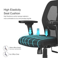 Kuber Industries Ergonomic Office Chairs for Work From Home | Comes with Manual Height Adjustable Armrest, Headrest & 2D Lumbar Support | Comfy Study Chair for Students with Wheels | Black