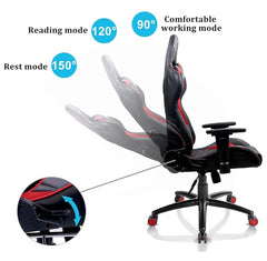 Kuber Industries Ergosmart PC Gaming Chairs with 3D Armrest & Wheels | Comes with Headrest, Lumbar Support Cushions & Footrest | Comfortable Chair for Long Sitting & Back Pain Relief | Black & Red
