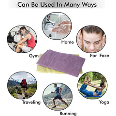 Kuber Industries 525 GSM Cotton Hand Towels |Super Soft, Quick Absorbent & Anti-Bacterial|Gym & Workout Towels|Pack of 4(Purple & Green)