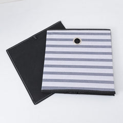 Kuber Industries Pack Of 4 Foldable Storage Basket|Square Toy Storage Bin|Front Grab Handle|Wardrobe, Closet Organizer (Navy Blue)