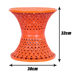 Kuber Industries Seating Stool | Plastic Mesh Damroo Stool | Both Sided Stool for Guestroom | Damroo Style Stool | Stool for Graden | Stool for Balcony | Red