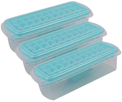 Heart Home Plastic Ice Tray with Storage Box, Spoon and Transparent Cover Lid, Random Colors (32 Cubes), Pack of 3- CTHH018918