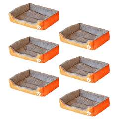 Kuber Industries Dog & Cat Bed|Super Soft Plush Top Pet Bed|Oxford Cloth Polyester Filling|Washable Dog Bed|Rectangular Cat Bed with Rise-Edge Pillow|QY036OR-S|Orange (Pack of 6)
