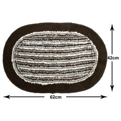 Heart Home Strips Design Soft Cotton Machine Washable Doormat, BathMat (Brown)-50HH01892