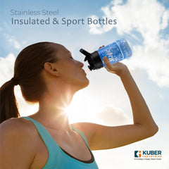 Kuber Industries 350 ml Insulated Water Bottle | Disney Frozen Kids Water Bottle | Stainless Steel Kids Water Bottle | Water Bottle with Push-Button Flip Lid | Bottle For School | Blue | Pack of 4