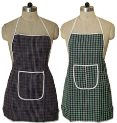 Kuber Industries Checkered PVC 2 Piece Kitchen Apron with Front Pocket Set - Multicolour