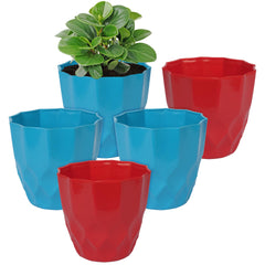 Heart Home Flower Pot | Flower Planter Pots for Indoor | Flower Pots for Outdoor | Pot for Garden & Balcony Flowering | Flower Plants Pot | Barfi Flower Pot | 6 Inch | Pack of 5 | Multi