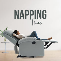 Heart Home PU Leather Extra Comfortable Single Recliner Sofa Chair for Relax | Adjustable Postions Manual Recliners for Home Theater, Living Room Chair 1 Seater | Solid - Gray