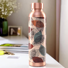 Kuber Industries Pack of 6 Copper Water Bottle - Leakproof & 950ml Non-Toxic Tamaba Bottle for Office/Gym/Yoga/College, Men & Women - Printed
