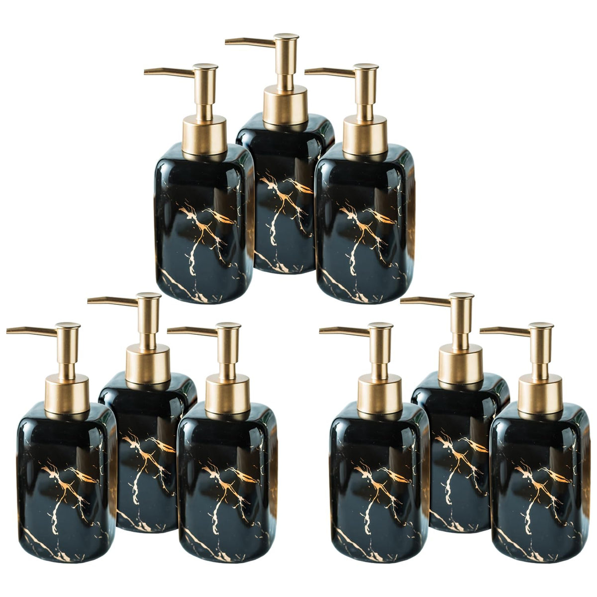 Kuber Industries Liquid Soap Dispenser | Handwash Soap Dispenser | Soap Dispenser for Wash Basin | Shampoo Dispenser Bottle | Bathroom Dispenser Bottle | 9 Piece | Pack of 3 | 300 ml | ZX024BK | Black