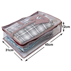 Heart Home Multiuses Check Print PVC Shirt Organizer For storing Shirt Pack of 3 (Maroon)