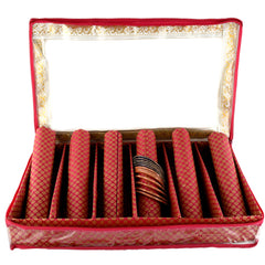Kuber Industries Polka Dots Design Brocade Hardboard Six Rod Bangle Box (Pink) -CTKTC038854