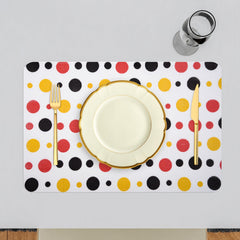 Heart Home Placemat | Placemats for Dining Room | Anti-Slip Table Mat Set | Placemats for Kitchen Table | Dining Table Placemats | Multi Dot Placemat | 6 Piece Set | White