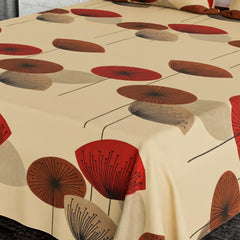 Heart Home Double Bedsheet | Bedsheet for Double Bed | Double Bedsheet with 2 Pillow Covers | Cotton Double Bed Sheet Set | Flower Bedsheet | 90x100 | Cream & Maroon