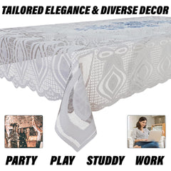 Kuber Industries Dining Table Cover | Cotton Table Cloth Cover | 6-Seater Table Cloth | Glory Table Cover | Table Protector | Table Cover for Dining Table | 60x90 Inch | DTC | White & Blue