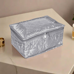 Heart Home Makeup Storage Bag | Vanity Organizer | Locker Makeup Kit | Cosmetic Organizer for Travel | Makeup Kit for Woman | 12 Detachable Pouch | Frill Jewellery Organizer | Gray