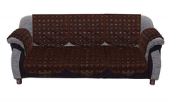 Kuber Industries Geometric Design Cotton Sofa Cover 3 Seater and 2 Seater|6 Piece Arms Cover Use Both Side|5 Seater Sofa Cover|Set of 17 (Brown)
