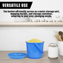 Heart Home Bucket with Lid | Plastic Bucket for Mopping | Bucket for Cleaning | Storage Container Bucket | Water Storage Bucket | Bathroom Bucket | Plain Bucket | 5 LTR | Blue