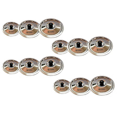 Kuber Industries Stainless Steel Multipurpose Lid with Knob | Sturdy Knob & Durable | Suitable for Pots, Pans, Kadhai, Tawa | Easy to Clean & Hold | Steel Cooking Lid Set of 3 (Pack of 4)