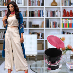 Heart Home Pedal Dustbin|Plastic Pedal Dustbin|Kitchen Waste Paper Bin|Dustbin For Bedroom|Pink Lid 5 Liter Dustbin|Pack of 3 (Black)