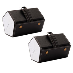 Kuber Industries 5 Slots Sunglasses Organizer | Hanging And Foldable Eyeglasses Case | Eyewear Display Containers For Women And Men | PU Leather Goggles Organizer Box Case | Black | Pack of 2
