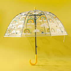 Kuber Industries Transparent Umbrella For Men & Women|Automatic Umbrella For Rain-Pack of 3 (Yellow)