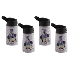 Kuber Industries 350 ml Insulated Kids Water Bottle | Mini Yay Stainless Steel Bottle With Push-Button Flip Lid for School | Purple | Pack of 4
