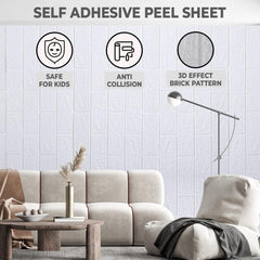 Kuber Industries Foam Brick Pattern 3D Wallpaper for Walls|Soft PE Foam| Easy to Peel, Stick & Remove DIY Wallpaper|Suitable on All Walls|Set of 2 Sheets, 70 cm X 77 cm (Pack of 6)