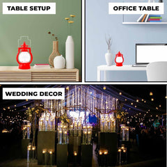 Homestic Pack of 4 LED Lantern Lamp|Battey Operated|Flameless Yellow Light|Safe & Easy to Maintain|Diwali Lights for Home Decoration,Along with Other FestivitiesB0-003B |Red