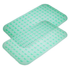 Kuber Industries Bath Mat | PVC Bathroom Mat | Shower Bath Mat | Transparent Round Floor Tub Mat | Foot Massager Mat | Anti-Skid Shower Mat with Drain Holes | Pack of 2 | Green