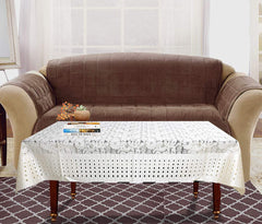 Kuber Industries Floral Printed Home Decorative Luxurious 4 Seater Cotton Center Table Cover/Table Cloth, 40"x60" (Cream)-44KM016