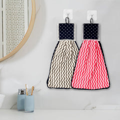 Heart Home Napkin | Washbasin Hanging Napkin | Kitchen Towel with Ties | Napkin for Kitchen | Zig Zag Napkin for Bathroom | Hand Towel for Kitchen | Pack of 2 | Multi