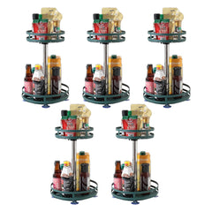 Kuber Industries 2-Layer Rotating Spice Rack|Circular Shelf For Cabinet Countertop|360-Degree Rotable Kitchen Trolley|Fruit Basket Pack of 5 (Dark Green)