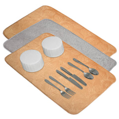 Heart Home Dish Dry Mat | Microfiber Self Drying Mat | Kitchen Drying Mat | Water Absorbent Kitchen Mat | Embossed Dish Dry Mat | 50x70 | Pack of 3 | Multicolor