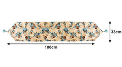 Kuber Industries Flower Design Cotton Table Runner for Family Dinners or Gatherings, Indoor or Outdoor Parties & Everyday Use, 16"x68"inch (Blue)