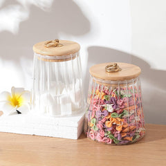 Kuber Industries Borosilicate Glass Jar with Bamboo Lid | Kitchen Organizer Items & Storage | Multi-utility, Leakproof, Airtight Jar for Cookies, Snacks, Tea, Coffee, Sugar | Set of 2 (620ml, 750ml)