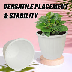 Kuber Industries Flower Pot | Flower Pots for Indoor & Outdoor | Plastic Pot for Gardening | Planter for Flower | Balcony Flower Pot with Drain Holes | Duro Flower Pot | 8 Inch | Pack of 2 | White