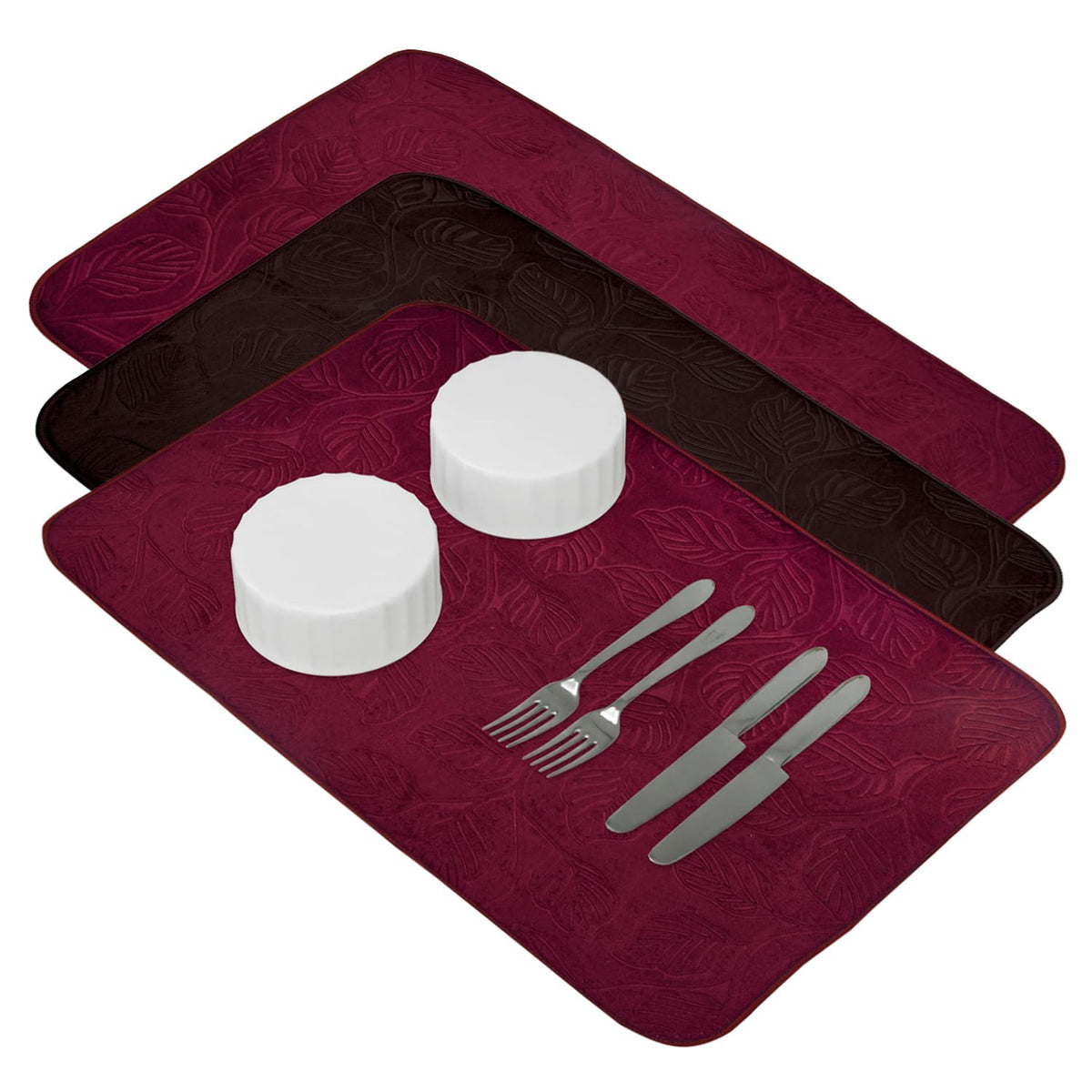 Heart Home Dish Dry Mat | Microfiber Self Drying Mat | Kitchen Drying Mat | Water Absorbent Kitchen Mat | Embossed Dish Dry Mat | 50x70 | Pack of 3 | Multicolor