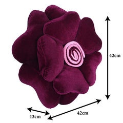 Heart Home Rose Flower Shaped Pair Cushion|Soft & Decorative Cushions for Living Room Bed,Sofa,Seating Area,16 Inch,Pack of 2 (Purple)