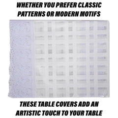 Kuber Industries Dining Table Cover | PVC Table Cloth Cover | 6 Seater Table Cloth | Self Check Table Cover | Table Protector | Table Cover for Dining Table | 60x90 Inch | DTC | White