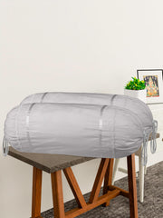 Heart Home Bolster Covers | Cotton Bolster Cover Set | Diwan Bolster Cover Set | Bolster Pillow Cover | Plain Lace Print Masand Cover | 16x32 Inch | Pack of 6 | Gray