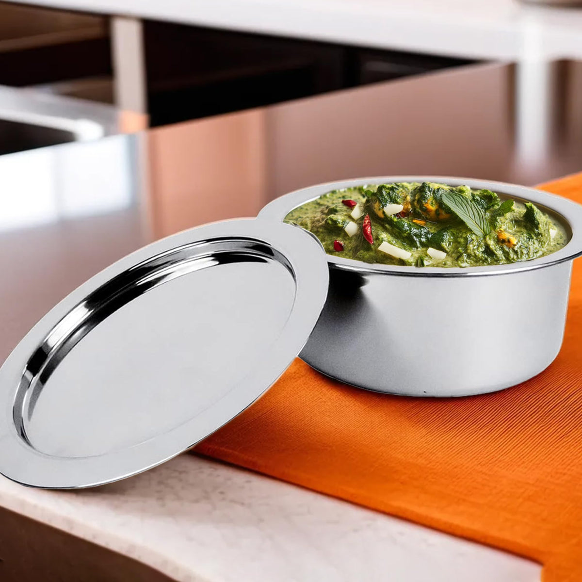 Heart Home 2.1L Stainless Steel Tope Set/Vessels for Cooking with Lid | Induction Safe Heavy Duty Gauge Boiling & Cooking Patila/Topiya/Bhagona Steel Utensils for Kitchen | Silver