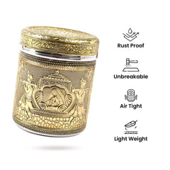 Heart Home 1200ml Ambrose Crafted Stainless Steel Containers for Kitchen with Lid | Aesthetic Multipurpose Storage Canister for Kitchen Organizer | Steel Dabba/Box for home | Gold