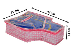 Kuber Industries Check Printed Transparent Blouse Cover Wardrobe Organiser Clothes Storage Bag With 1 Small Pocket (Set of 3,Pink)-HS_38_KUBMART21421