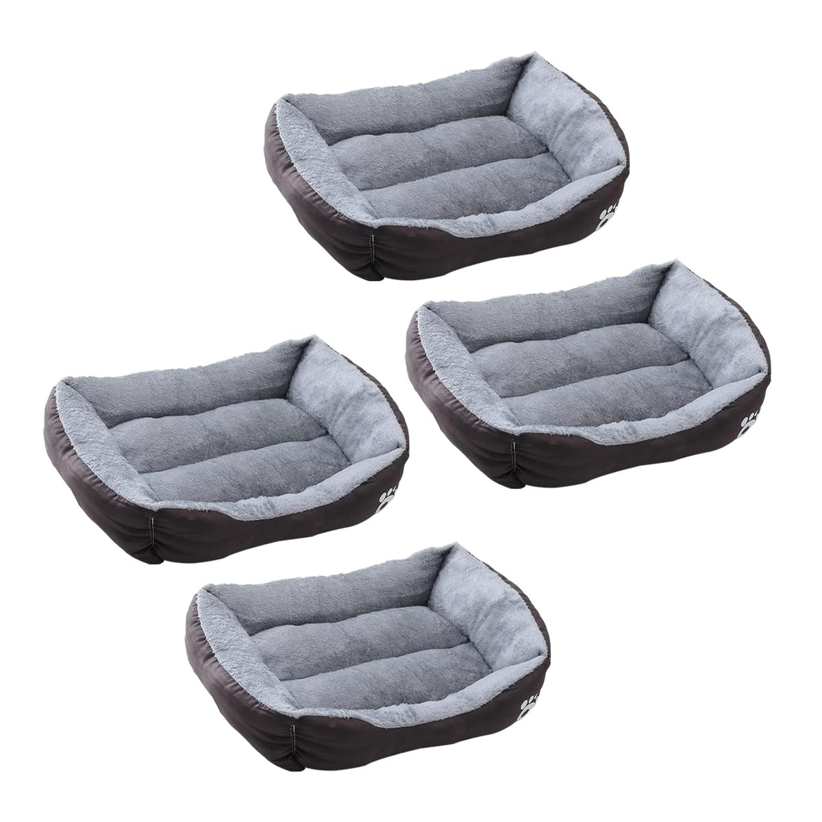 Kuber Industries Dog & Cat Bed|Polyester Face with Cotton & Polyester Filling|Comfortable and Durable|Rectangle Pet Bed for Enhanced Stretching Space|Machine Wash|QY036BR-M|Brown (Pack of 4)
